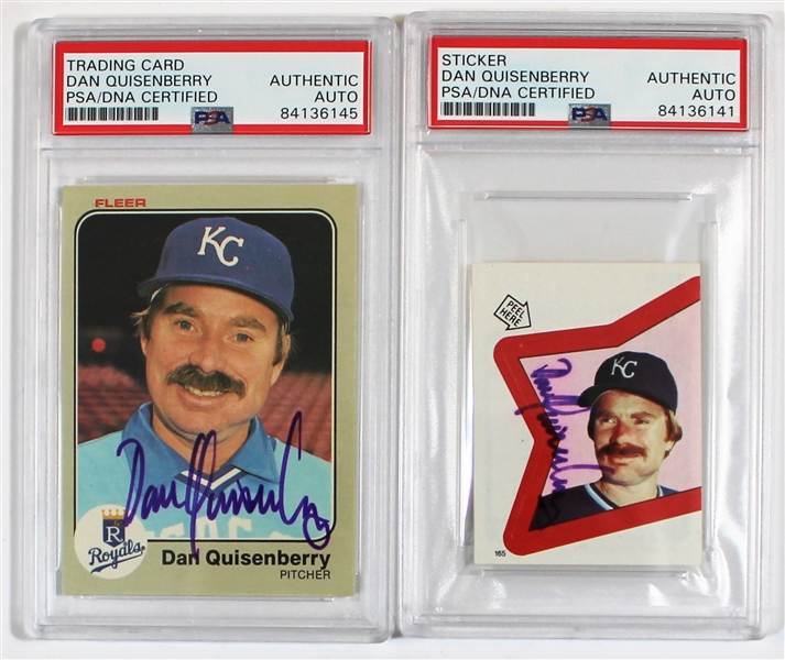 Dan Quisenberry Lot of Two Signed Baseball Cards - PSA/DNA