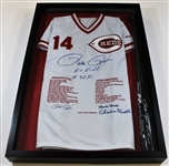 Pete Rose Signed Jersey & Bat Framed Box