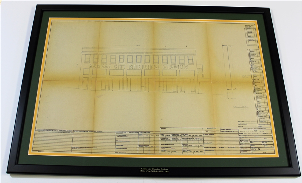 Municipal Stadium Framed Lot of 3 Blueprints