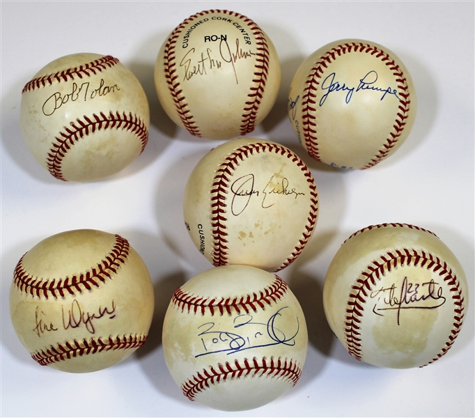 Lot Of 7 Signed Baseballs (Tolan, Wynn, Bonilla, Lumpe, Etc)