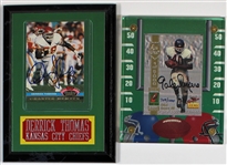 Derrick Thomas & Gale Sayers Signed Cards Lot of 2