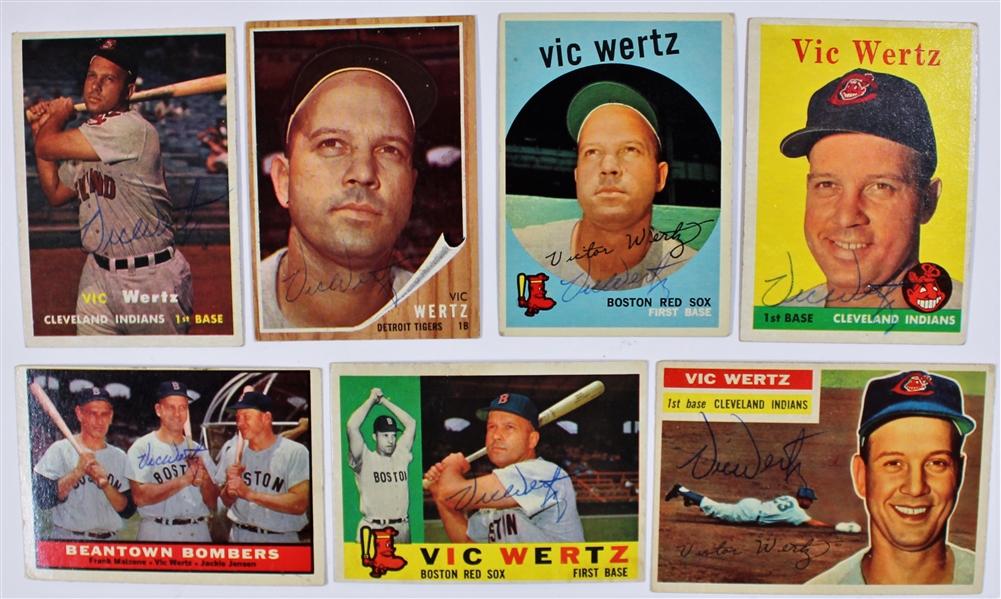 Vic Wertz lot of 7 Signed Vintage Baseball Cards