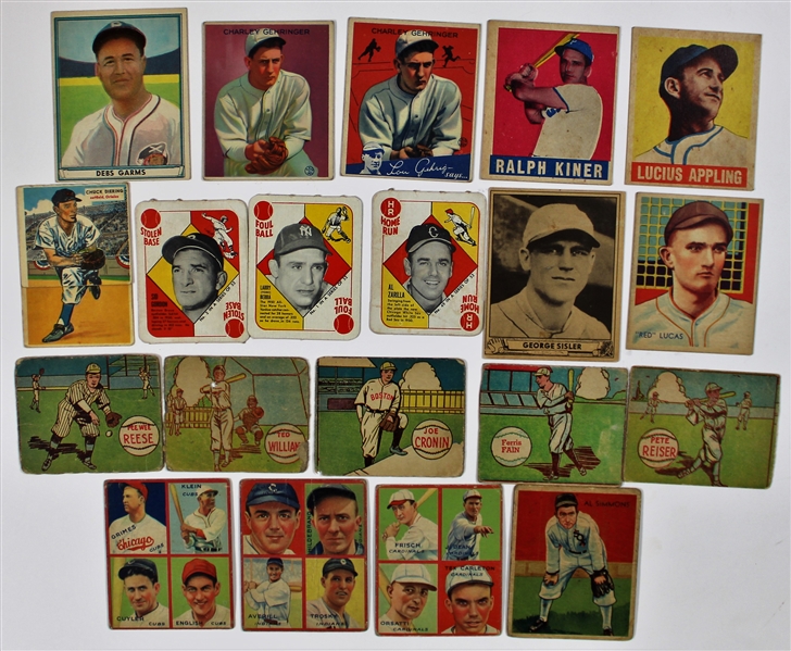 Lot of 20 Vintage Cards - Williamns-Cronin-Pee Wee Reese