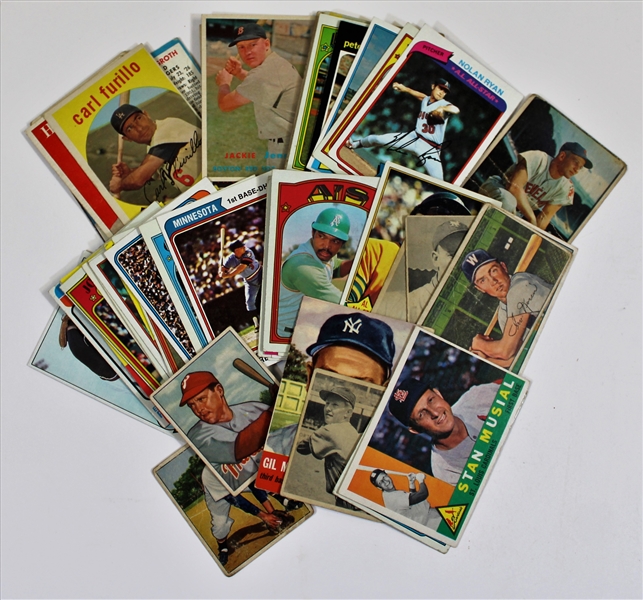 Lot of 50 HOFers & Stars Vintage Baseball Cards - Ryan-Musial-Rosen-Schoendiest