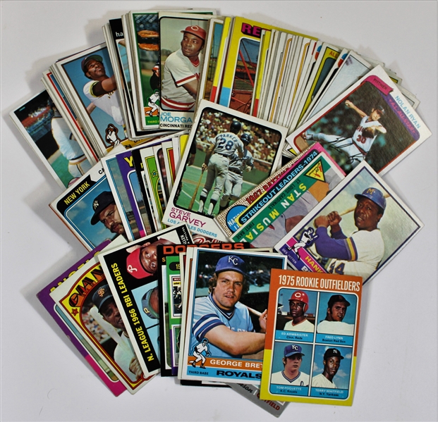 Lot of 100 Vintage Baseball Cards - Clemente-Brett-Jackson-Lynn Rookie