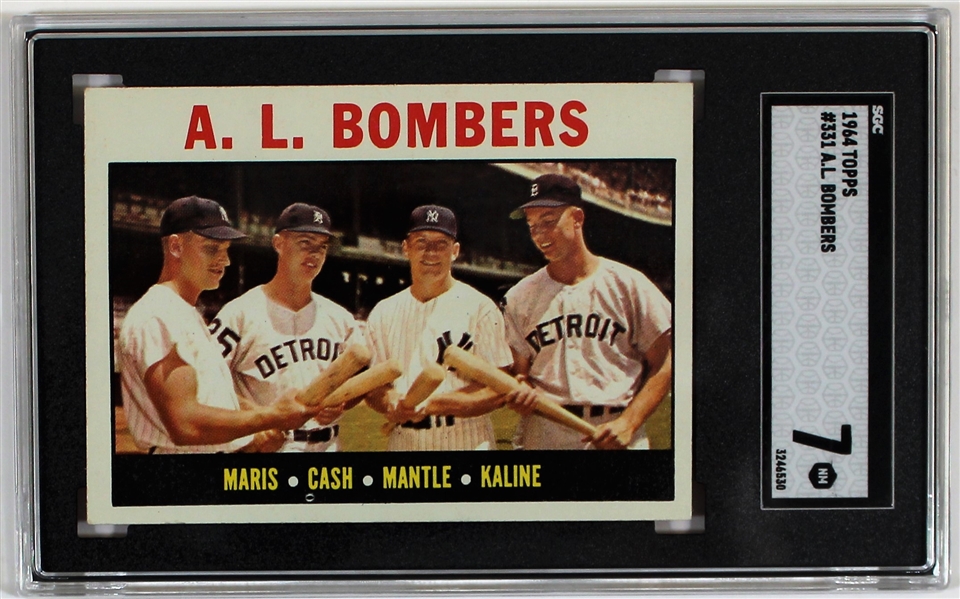 1964 Topps A.L. Bombers #331 SGC NM 7 Card - Mantle-Cash-Maris-Kaline 