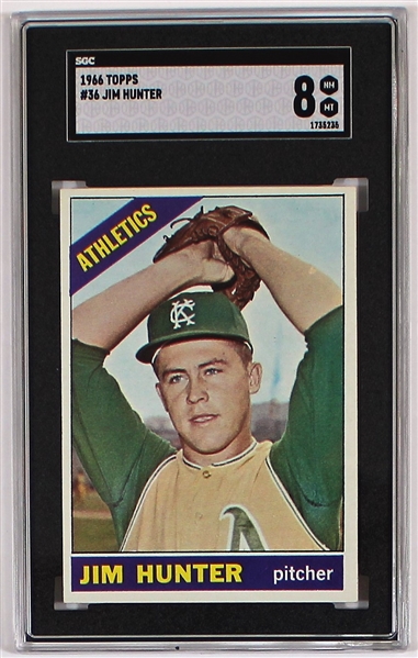 Jim "Catfish" Hunter 1966 Topps #36 SGC NM-8 Baseball Card