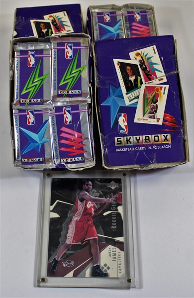 Lot of 4 1991-92 Skybox Basketball Boxes w/ Lebron James Rookie Gems