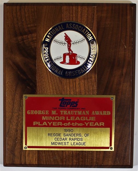 Reggie Sanders 1990 Midwest League Cedar Rapids MVP Award 