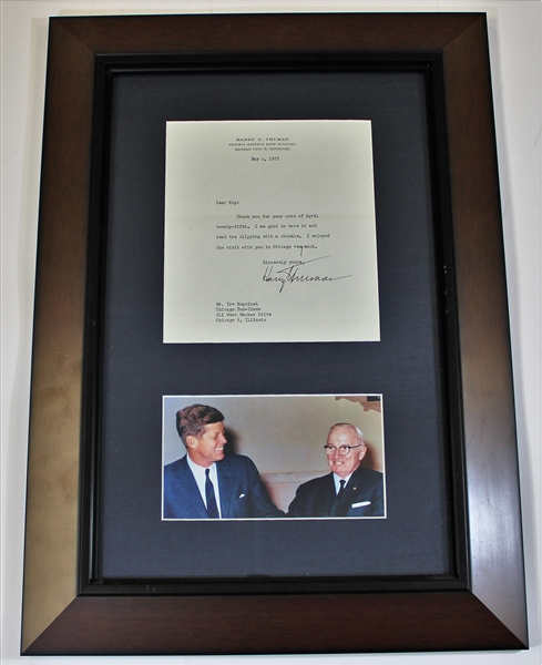 Harry Truman Signed Framed Letter & Photo - JSA - 16x22