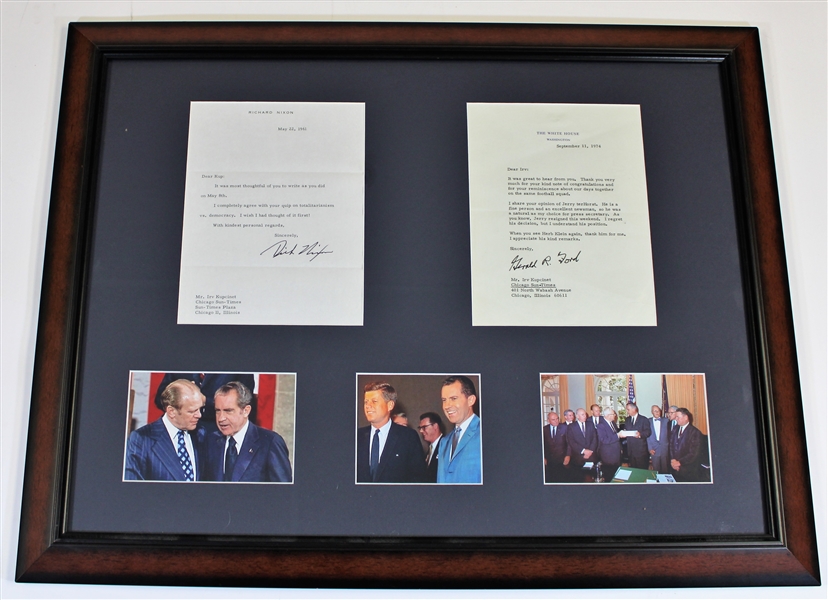 Richard"Dick"Nixon Signed Framed- Gerald R. Ford & Photos -JSA 27x21