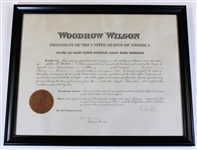 Woodrow Wilson Signed Framed Document Full JSA Letter - 16x20