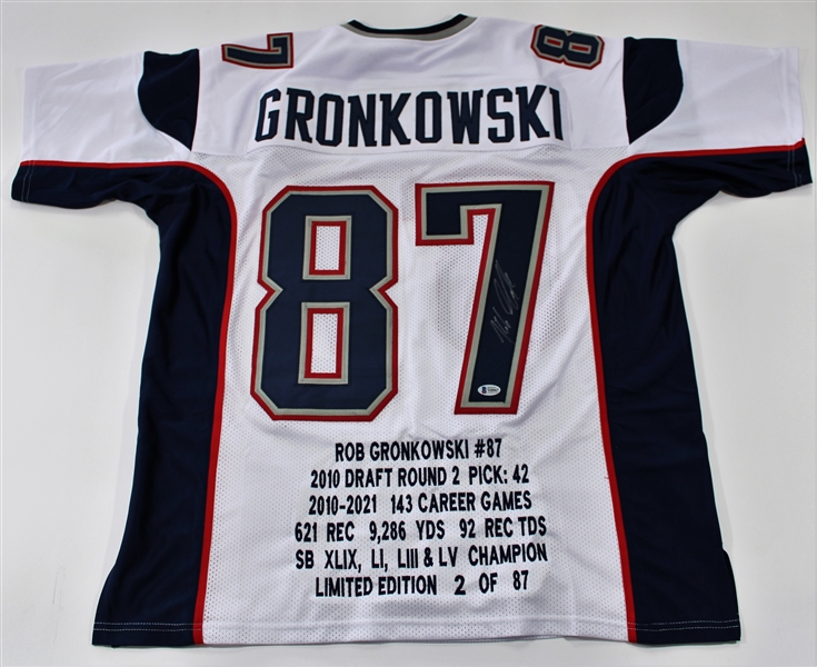 Rob Gronkowski Signed Patriots Stat Jersey - JSA