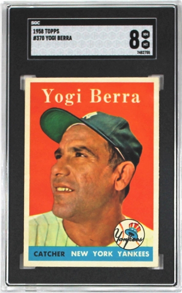 Yogi Berra 1958 Topps #370 Card SGC 8