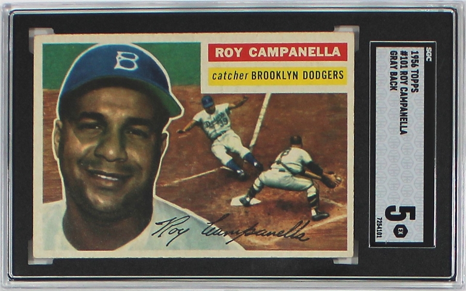 Roy Campanella 1956 Topps #101 Gray Back Card SGC 5