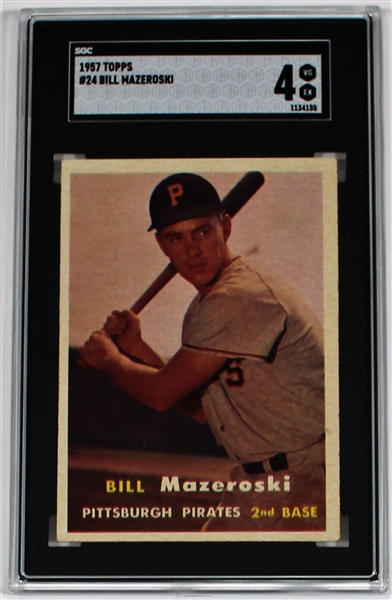 Bill Mazeroski 1957 Topps #24 Card SGC 4
