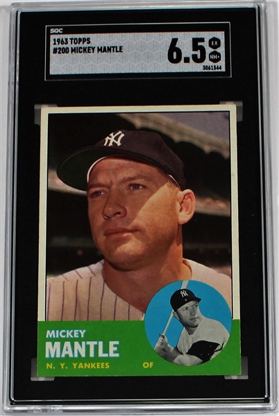 Mickey Mantle 1963 Topps #200 Card SGC 6.5