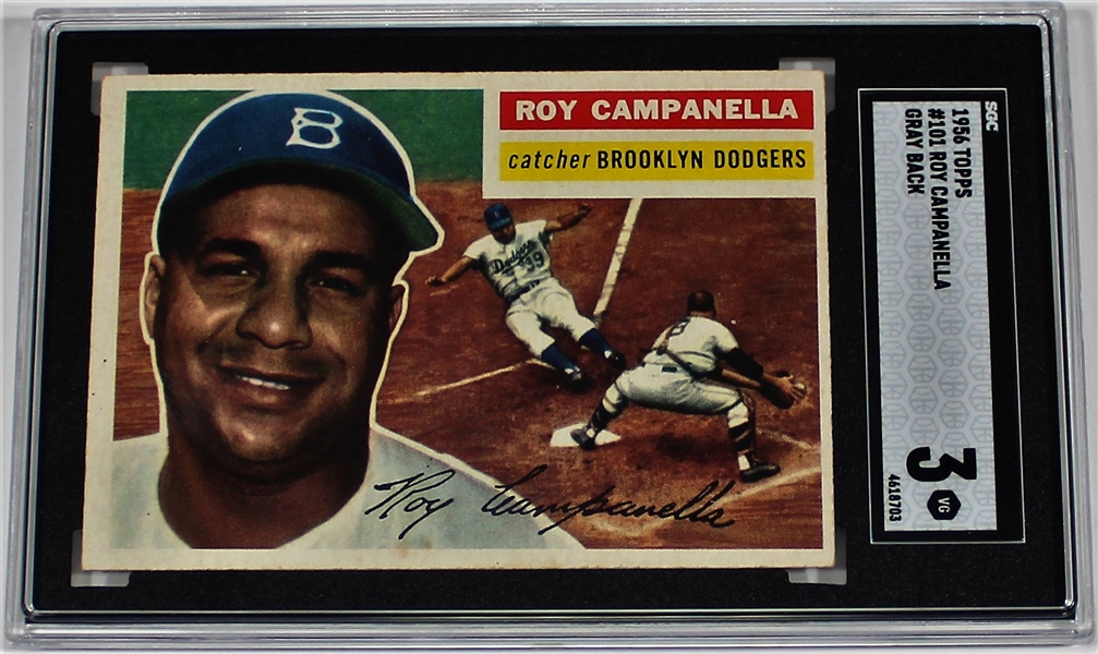 Roy Campanella 1956 #101 Grey Back Card SGC 3