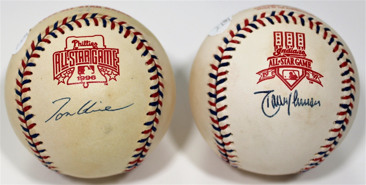 Randy Johnson & Tom Glavin Signed All-Star Baseballs - JSA