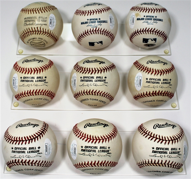 Lot of 9 Single Signed Baseballs 