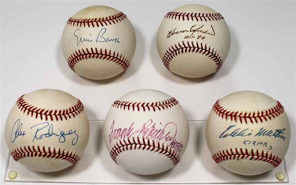 Alex Rodriguez-Robinson-Matthews- Banks- Killebrew Signed Baseballs - JSA