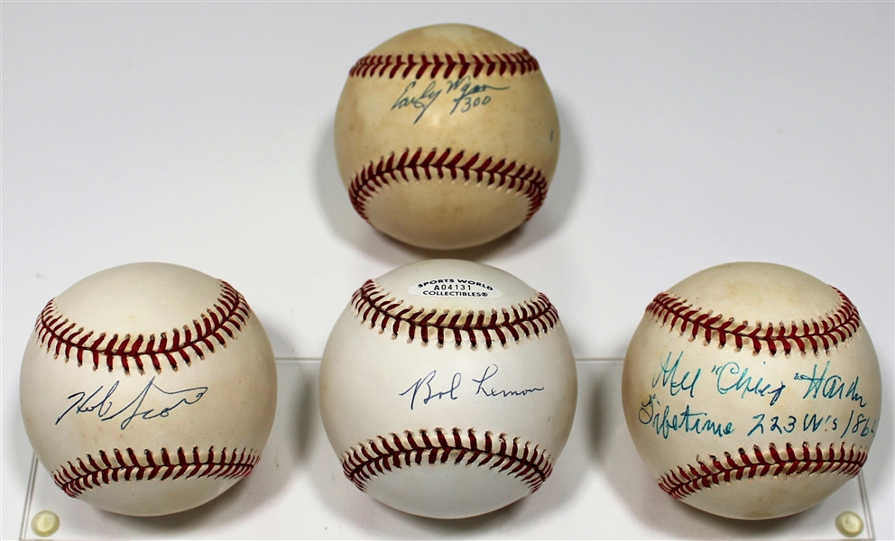 Bob Lemon - Early Wynn - Mel Harder - Herb Score Signed Baseballs - JSA