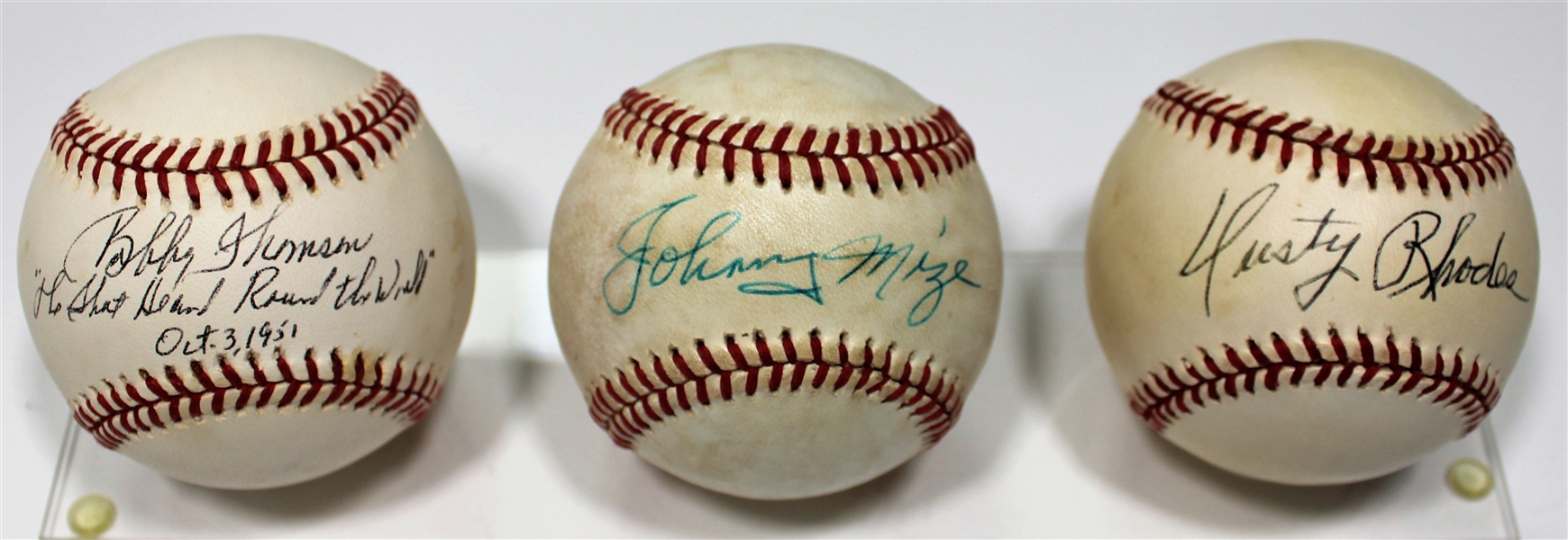 Johnny Mize - Dusty Rhodes - Bobby Thompson Signed Baseballs - JSA