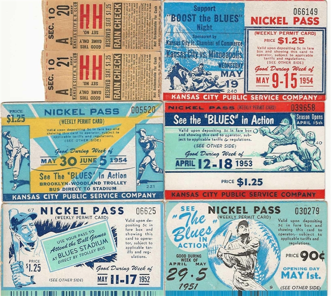 Kansas City Blues Tickets - Nickel Pass - 1951-1954