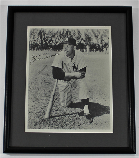 Mickey Mantle Signed & Framed 8 x 10 Vintage Photo 
