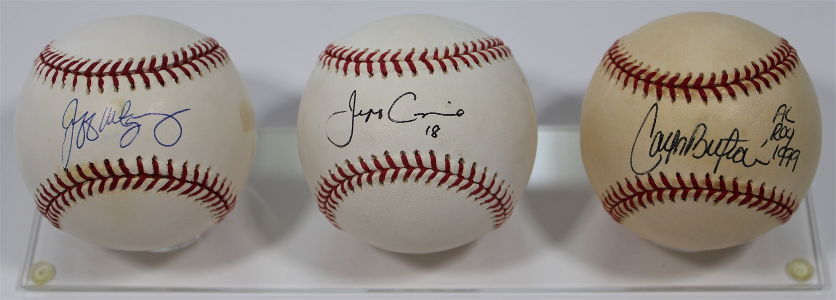 Jeff Conine-Jeff Montgomery-Carlos Beltran ROY Signed Baseballs