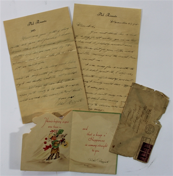 Phil Rizzulo Signed Christmas Card & Personal Letter 12-29-1941