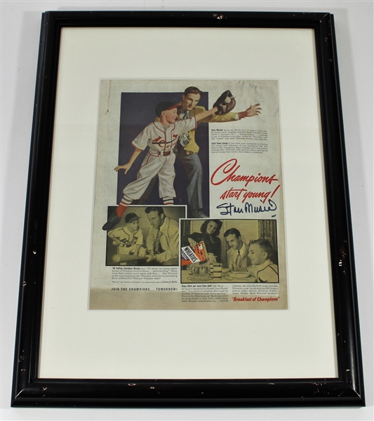 Stan Musial Signed & Framed Advertising Photos