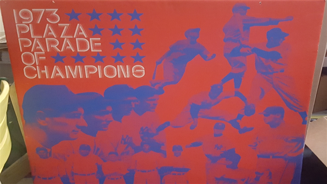 NY Yankees 1973 Parade of Champions Sign 40 x 40 in