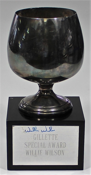 Willie Wilson Kansas City Royals Gillette Trophy Award - Signed 
