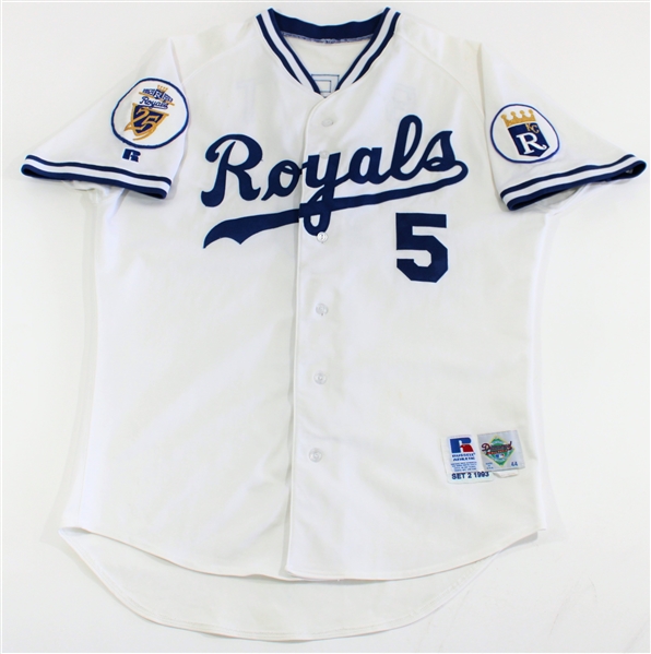 George Brett 1993 Set 2 Game Used KC Royals Jersey - Miedema Letter