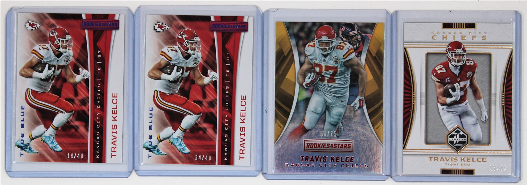 Travis Kelce Lot of 4 Numbered Kansas City Chiefs Cards