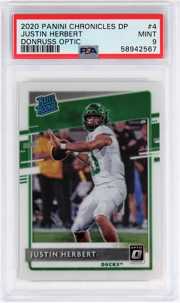 Justin Herbert 2020 Panini Chronicles DP PSA 9