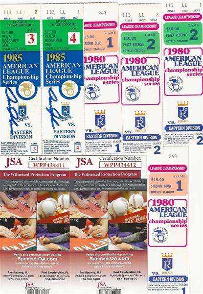 Kansas City Royals 1980 Championship Tickets 2 x Signed Danny Jackson - JSA 