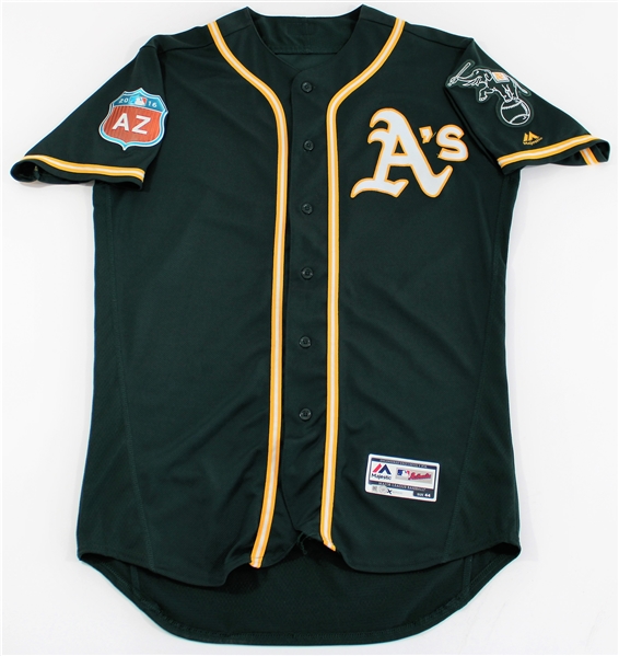  Khris Davis #2 Game Worn Spring Training Oakland As Jersey MLB HZ140088