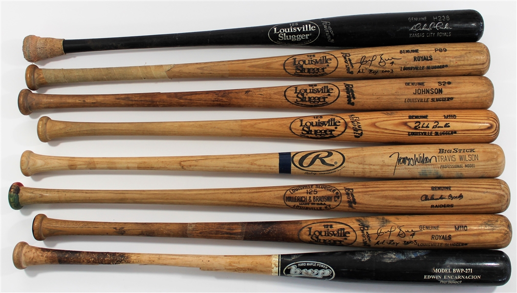 Kansas City Royals Lot of 8 Bats 2 x Signed By ROY Angel Berroa