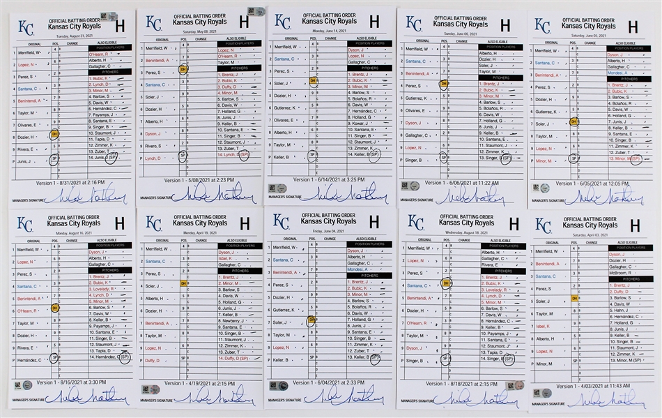 Kansas City Line up Cards - 2021 all Signed & MLB Auth Lot of 10 