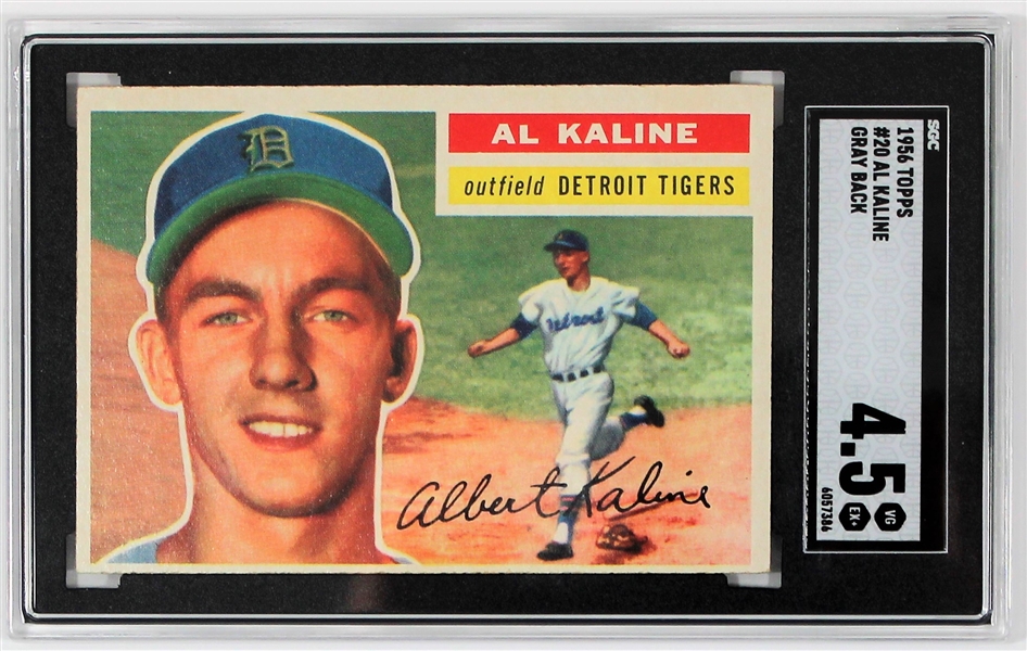 Al Kaline 1956 Topps #20 Gray Back Card SGC 4.5