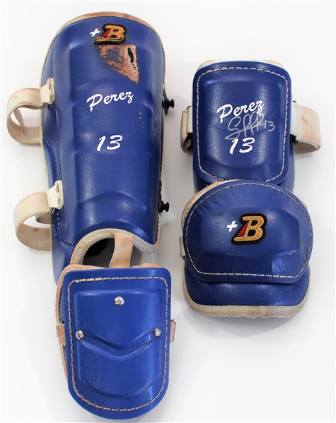 Salvador Perez Game Used & Signed 2023 Batters Guard & Elbow Pad