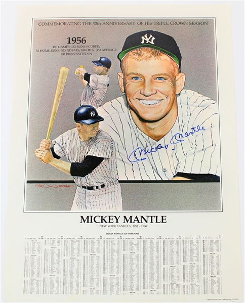 Mickey Mantle Signed 17 x 23 in Stat Poster - JSA Full Letter