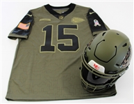 Patrick Mahomes Signed Military Appreciation Jersey and Pro Model Helmet