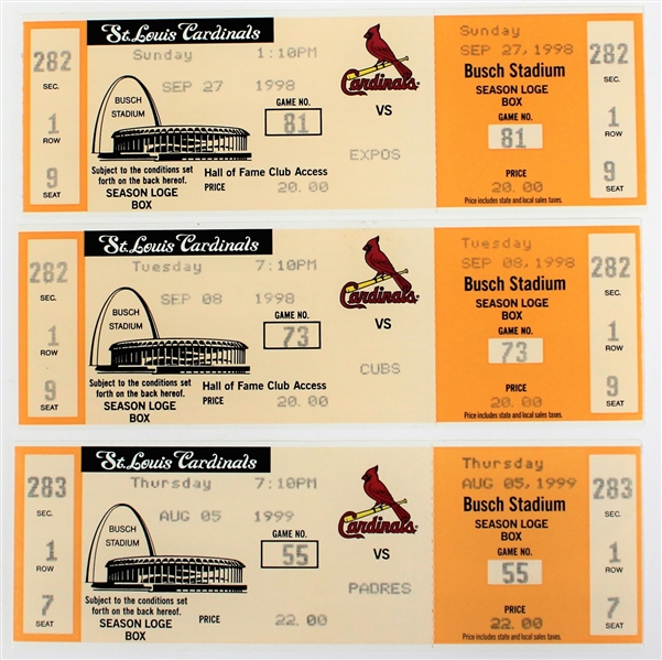 Mark McGwire Full Tickets HR 500 - HR - 60  HR -70