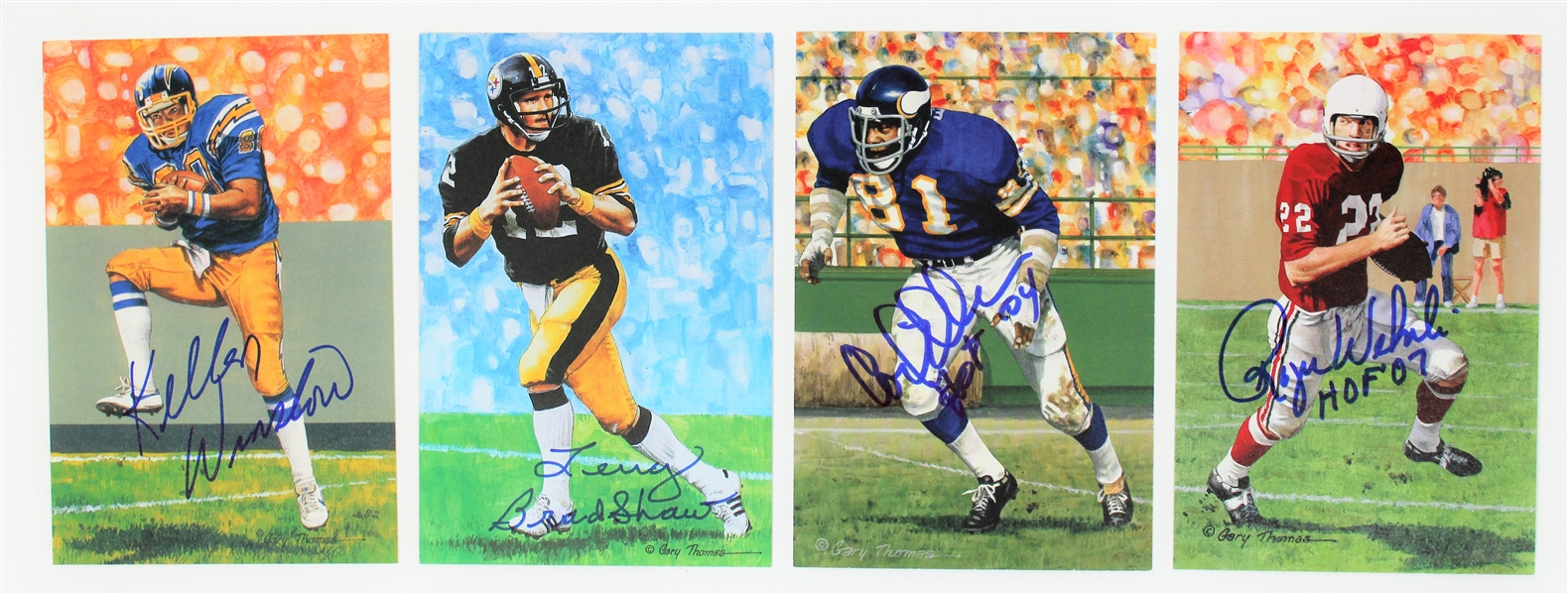 Winslow-Wherli-Eller- Terry Bradshaw Signed HOF Cards