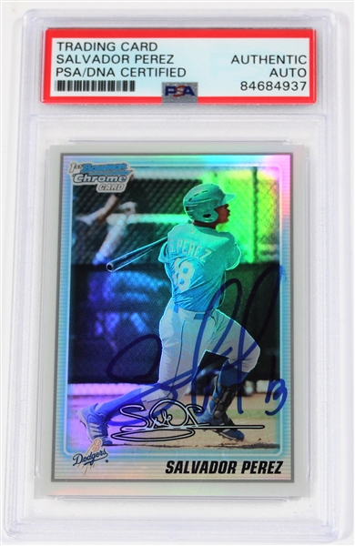 Salvador Perez Signed Bowman Chrome Card - PSA