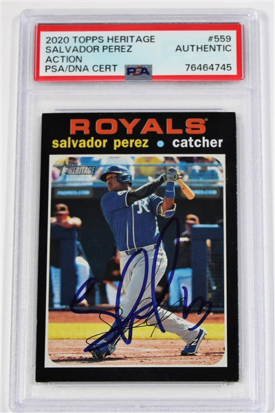 Salvador Perez Signed Topps Heritage Card - PSA  Cert