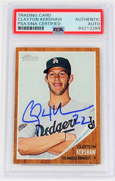 Clayton Kershaw Signed Topps Heritage Card - PSA